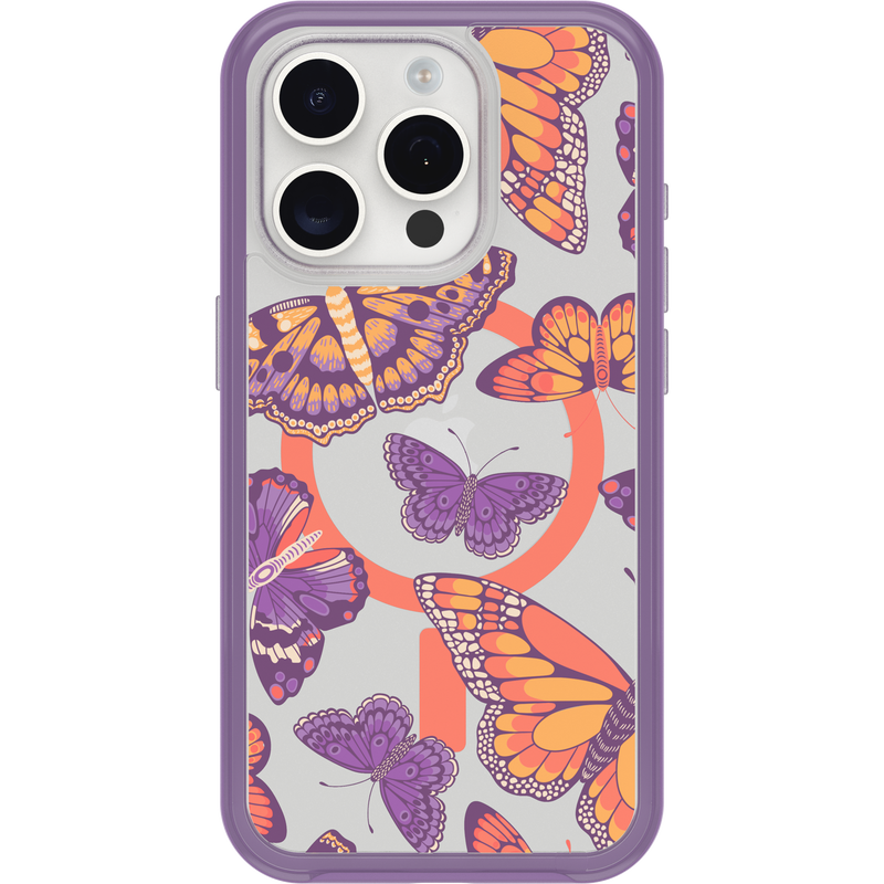 product image 2 - Coque iPhone 15 Pro Symmetry Series Clear pour MagSafe Fluttering Flora