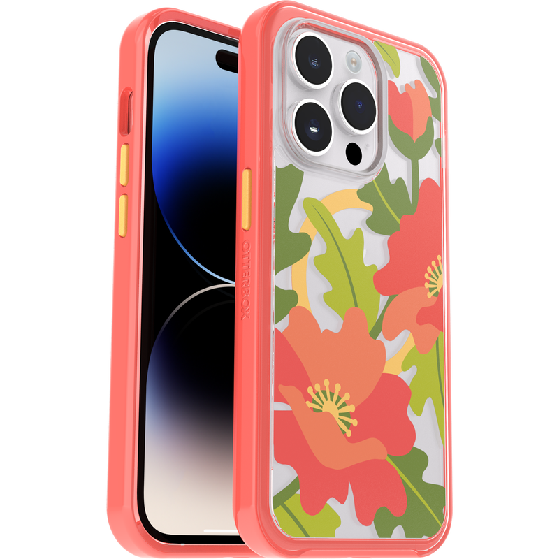 product image 1 - Coque iPhone 14 Pro Symmetry Series Clear pour MagSafe Fluttering Flora