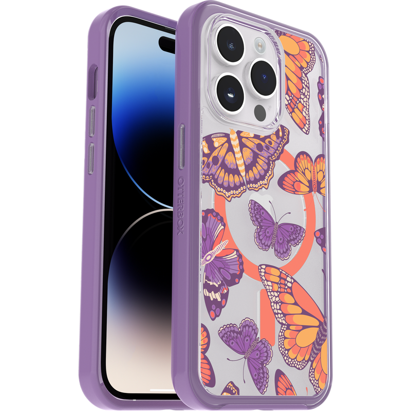 product image 1 - Coque iPhone 14 Pro Symmetry Series Clear pour MagSafe Fluttering Flora
