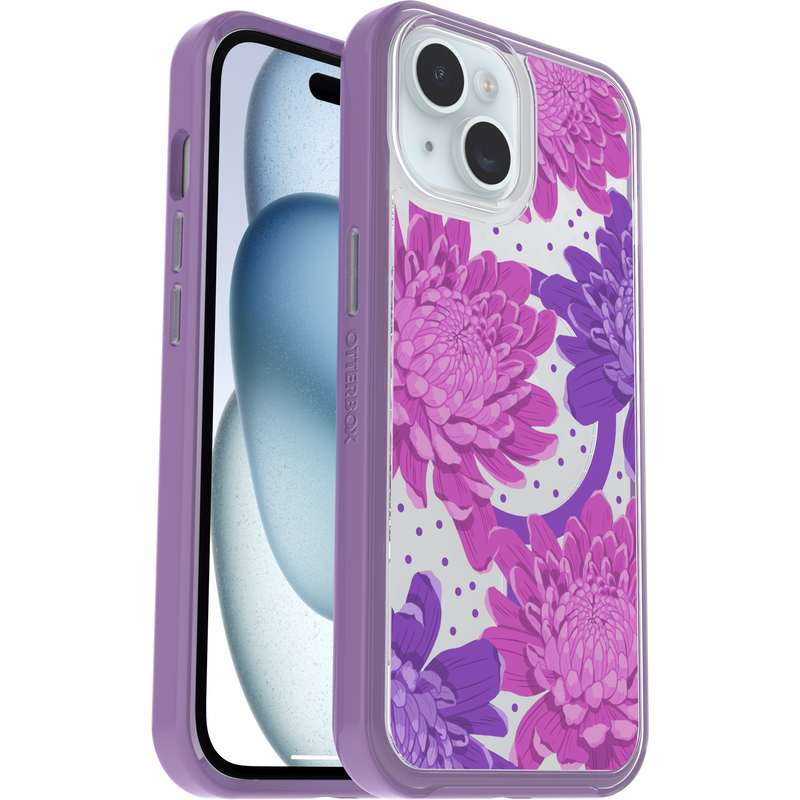 product image 1 - Coque iPhone 16e et iPhone 15/14/13 Symmetry Series Clear pour MagSafe Fluttering Flora