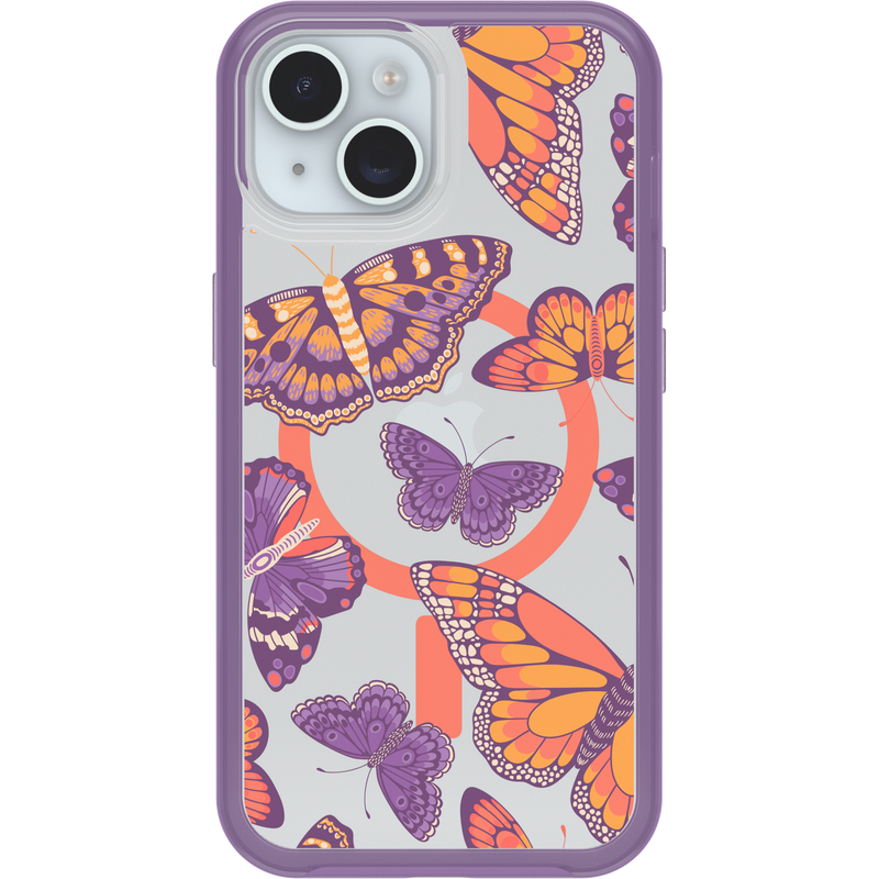 product image 2 - Coque iPhone 13, iPhone 14 et iPhone 15 Symmetry Series Clear pour MagSafe Fluttering Flora
