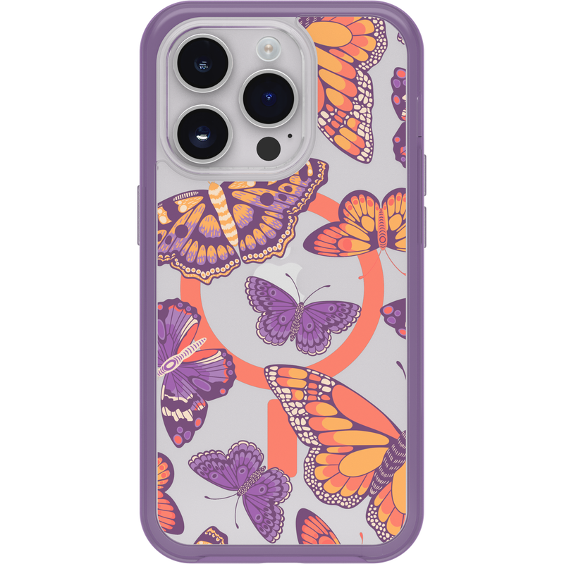 product image 2 - Coque iPhone 14 Pro Symmetry Series Clear pour MagSafe Fluttering Flora